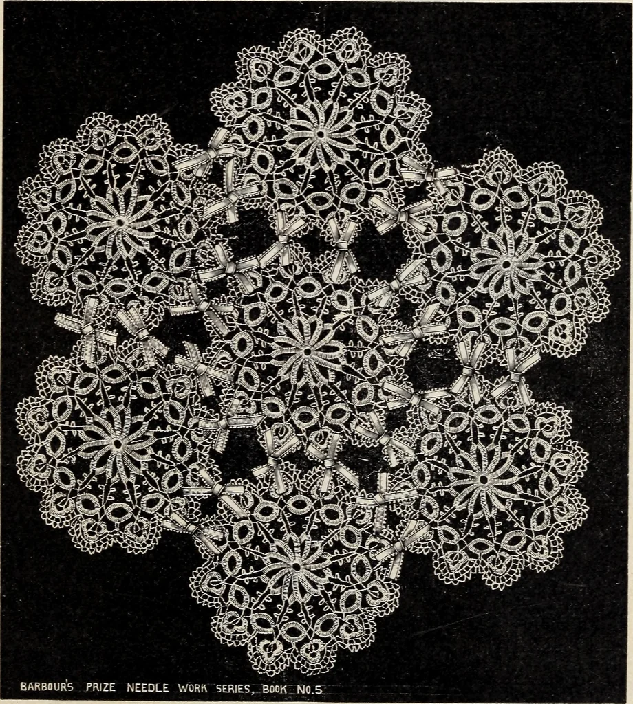 An illustration from A treatise on lace-making, embroidery, and needle-work with Irish flax threads, 1892, leaf 52