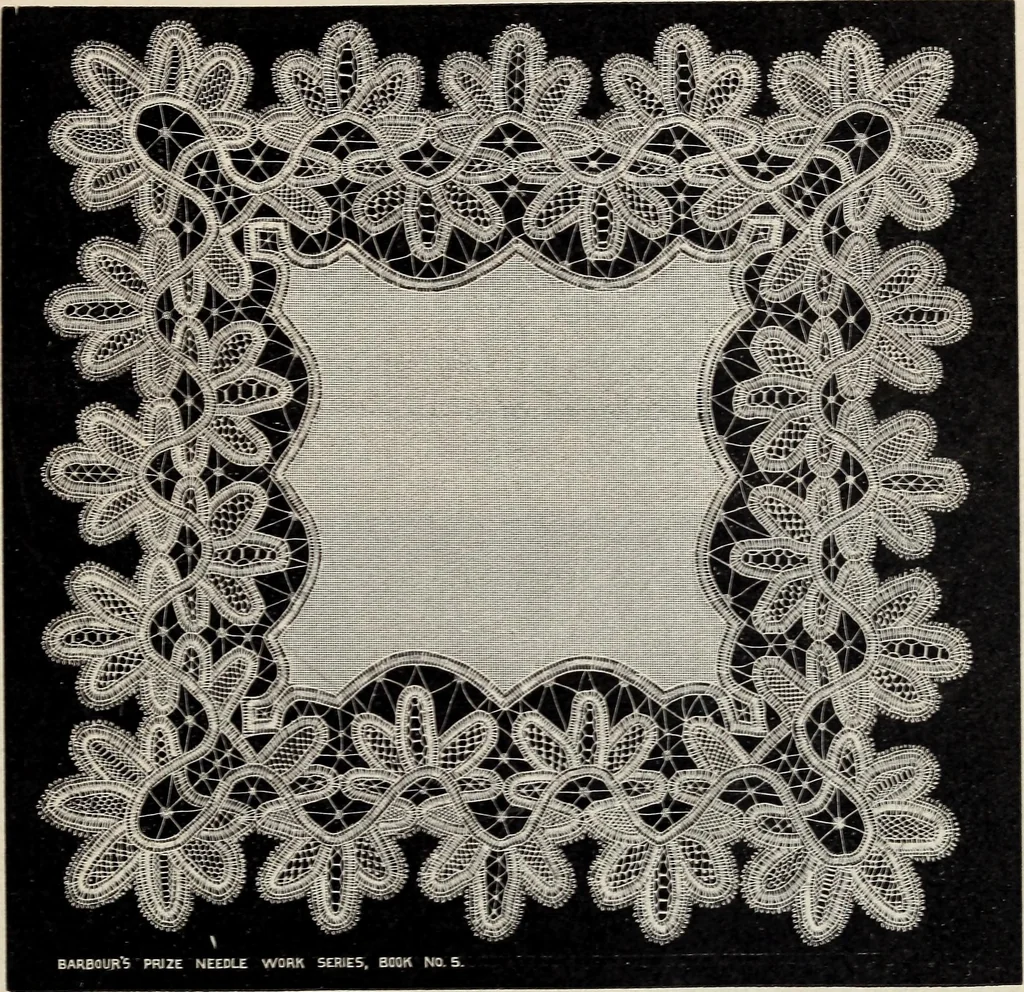 An illustration from A treatise on lace-making, embroidery, and needle-work with Irish flax threads, 1892, leaf 84