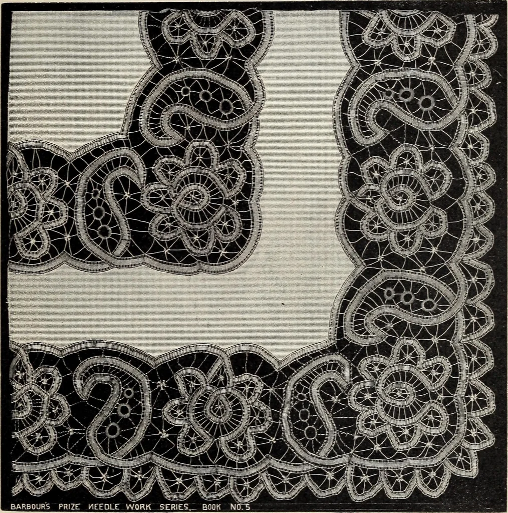 An illustration from A treatise on lace-making, embroidery, and needle-work with Irish flax threads, 1892, leaf 88