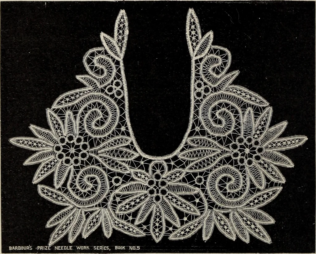 An illustration from A treatise on lace-making, embroidery, and needle-work with Irish flax threads, 1892, leaf 97