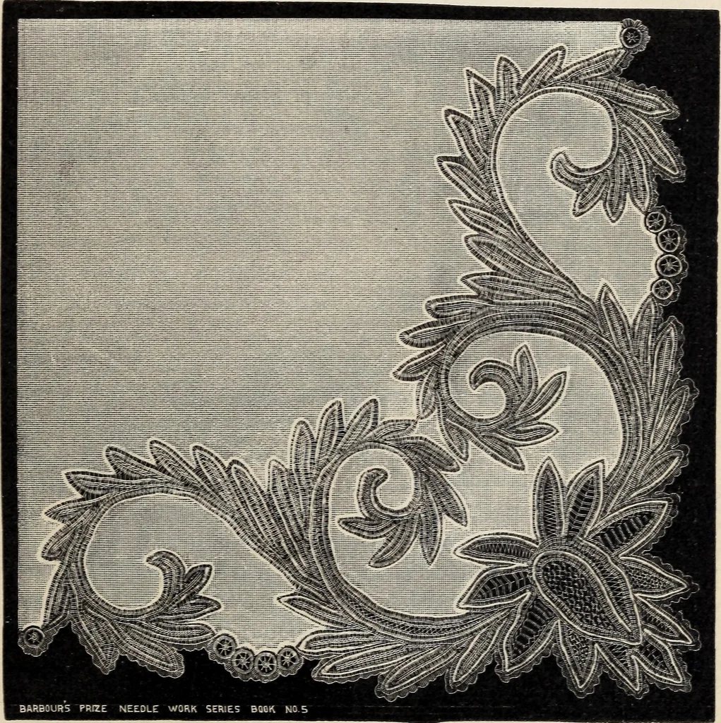 An illustration from A treatise on lace-making, embroidery, and needle-work with Irish flax threads, 1892, leaf 98