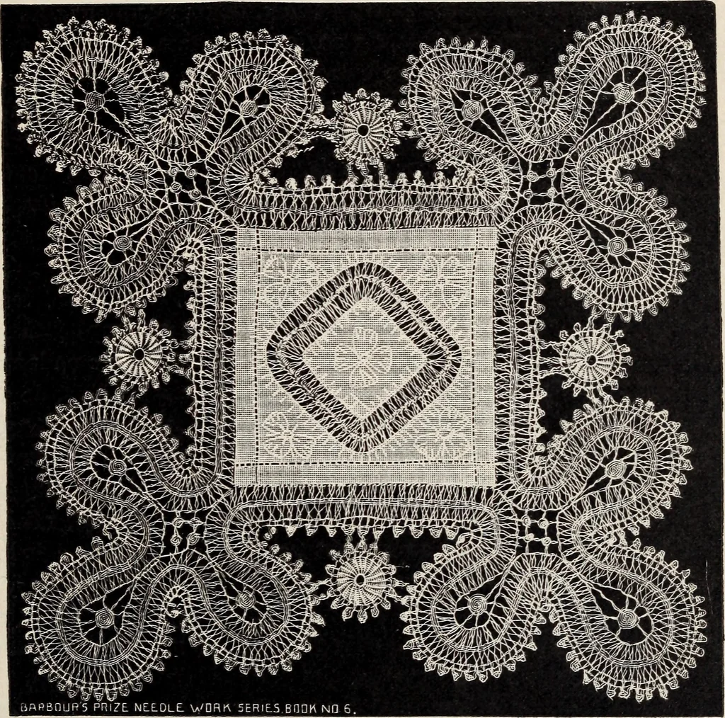 An illustration from A treatise on lace-making, embroidery, and needle-work with Irish flax threads, 1892, leaf 48