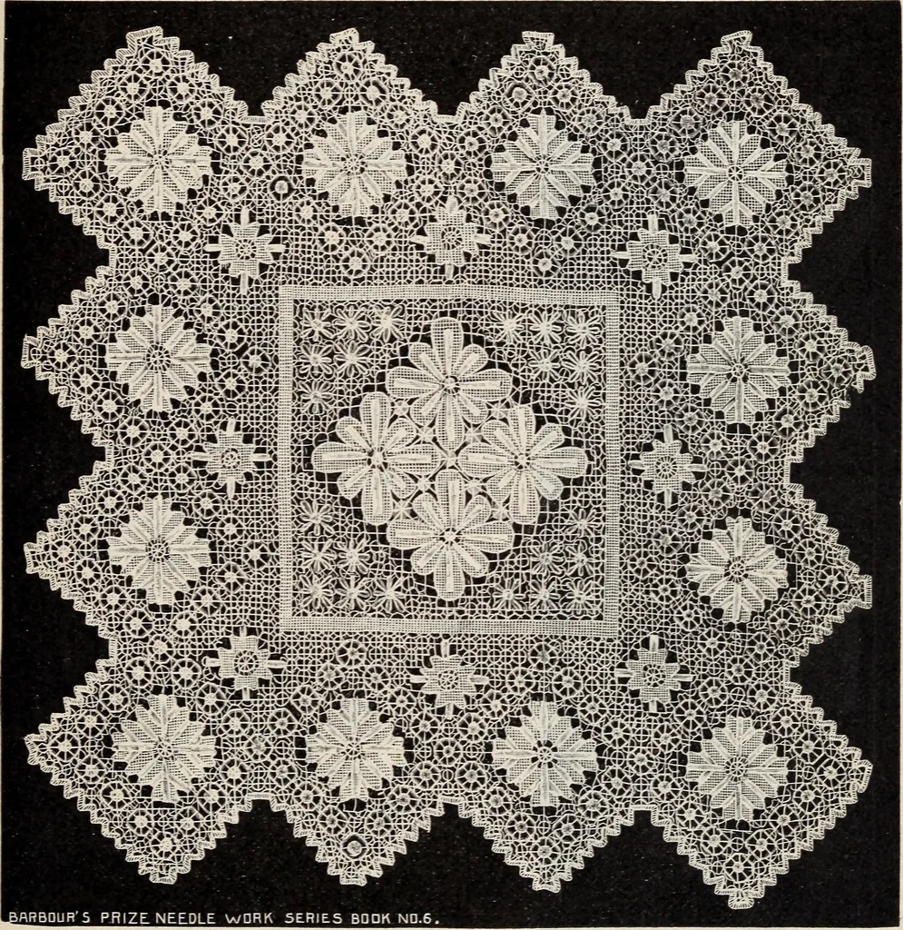 An illustration from A treatise on lace-making, embroidery, and needle-work with Irish flax threads, 1892, leaf 58