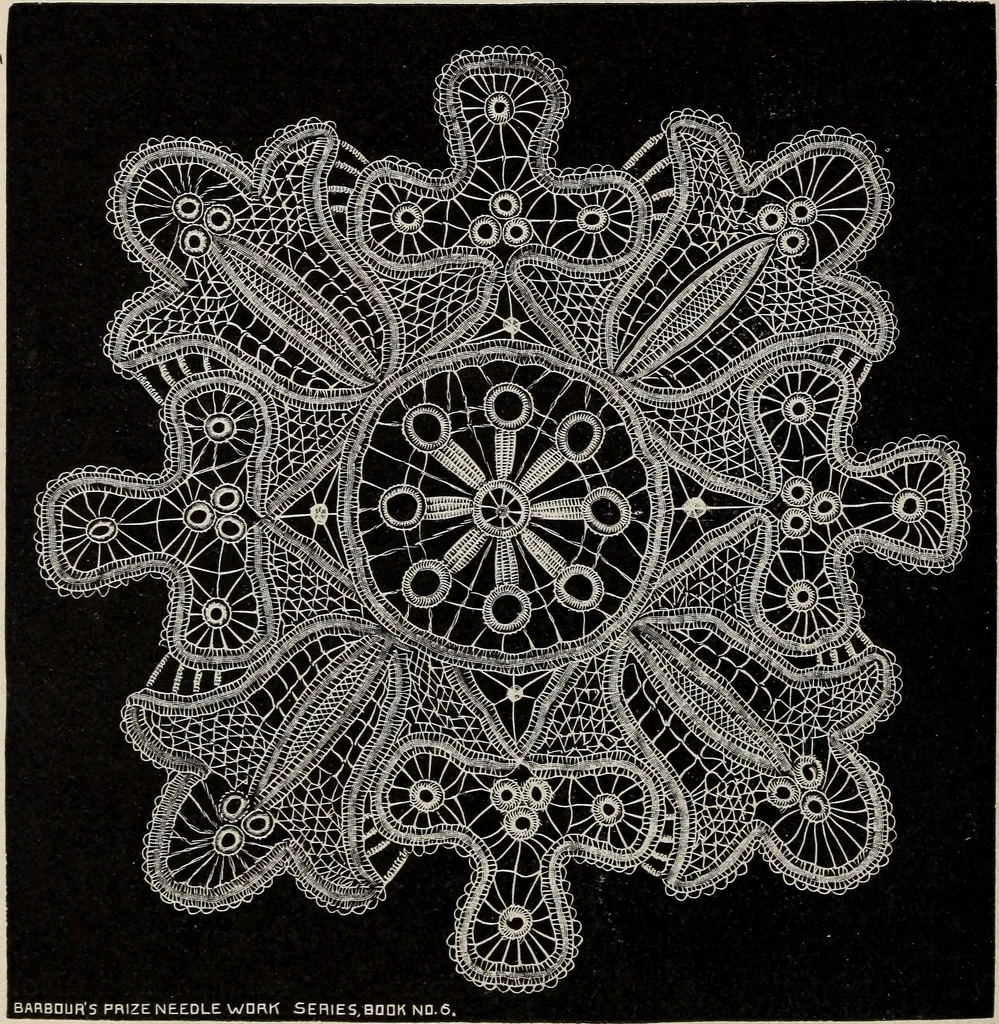 An illustration from A treatise on lace-making, embroidery, and needle-work with Irish flax threads, 1892, leaf 91