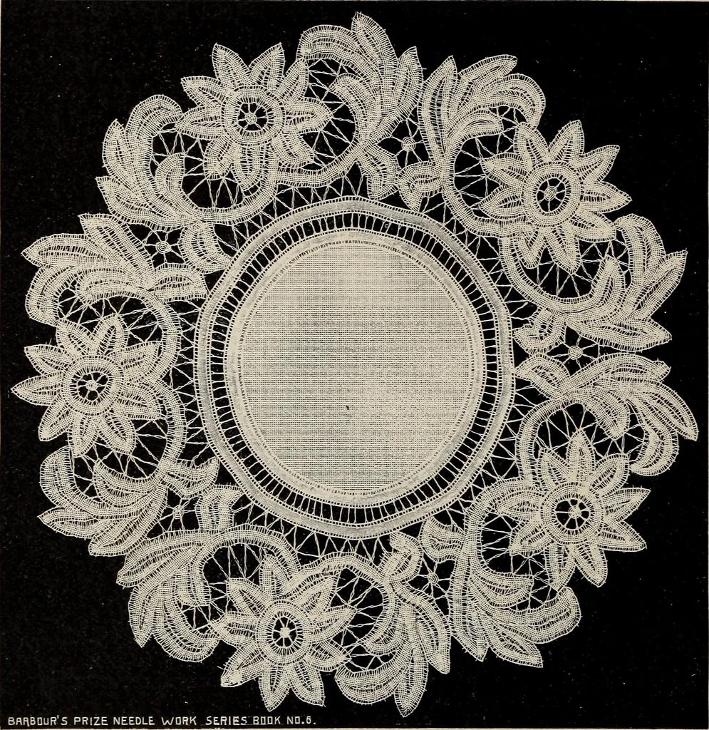An illustration from A treatise on lace-making, embroidery, and needle-work with Irish flax threads, 1892, leaf 95
