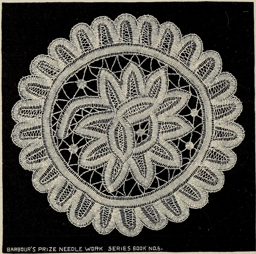 An illustration from A treatise on lace-making, embroidery, and needle-work with Irish flax threads, 1892, leaf 97