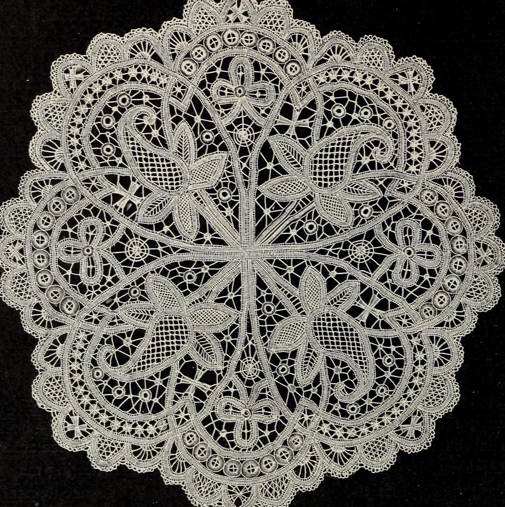 An illustration from A treatise on lace-making, embroidery, and needle-work with Irish flax threads, 1892, leaf 103