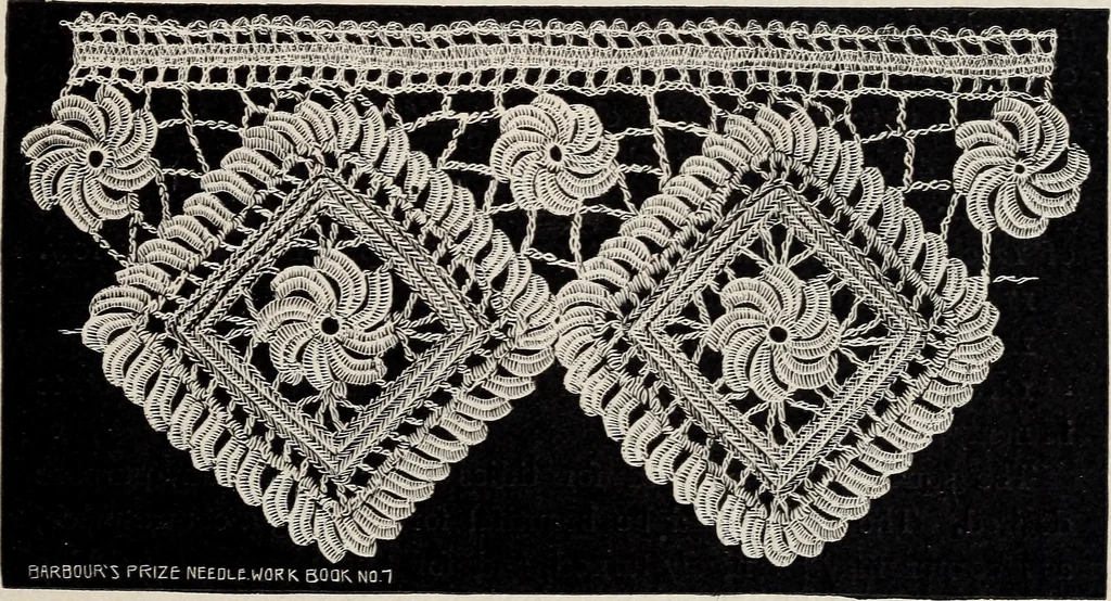 An illustration from A treatise on lace-making, embroidery, and needle-work with Irish flax threads, 1892, leaf 16