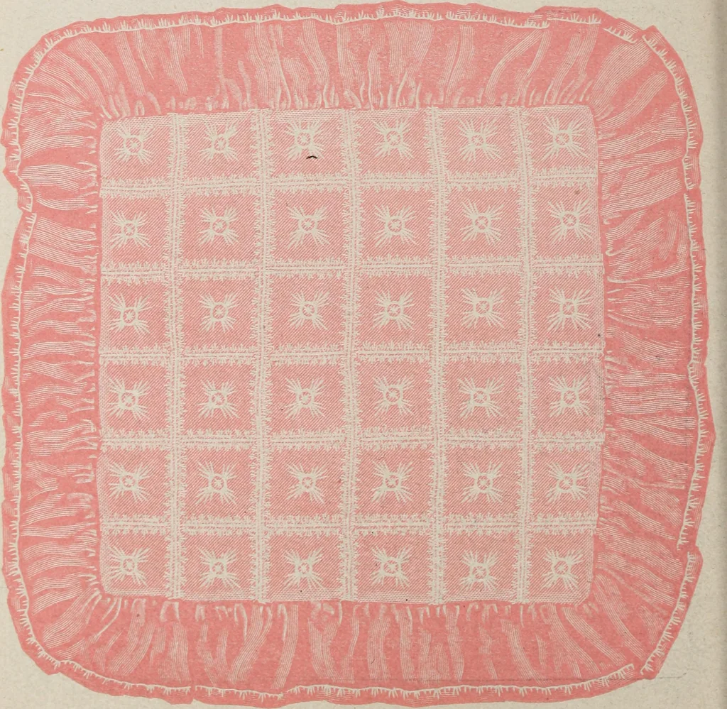 An illustration from A treatise on lace-making, embroidery, and needle-work with Irish flax threads, 1892, leaf 77