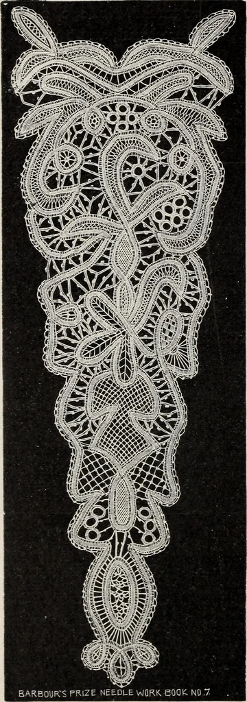 An illustration from A treatise on lace-making, embroidery, and needle-work with Irish flax threads, 1892, leaf 99