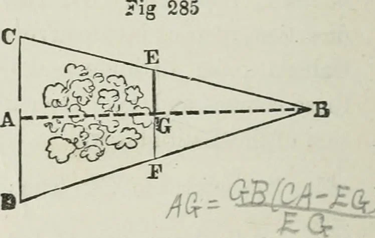An illustration from A treatise on land-surveying; comprising the theory developed from five elementary principles; and the practice with the chain alone, the compass, the transit, the theodolite, the plane table, &c. Illustrated by four hundred engravings, and a magnetic chart, 1875, leaf 293