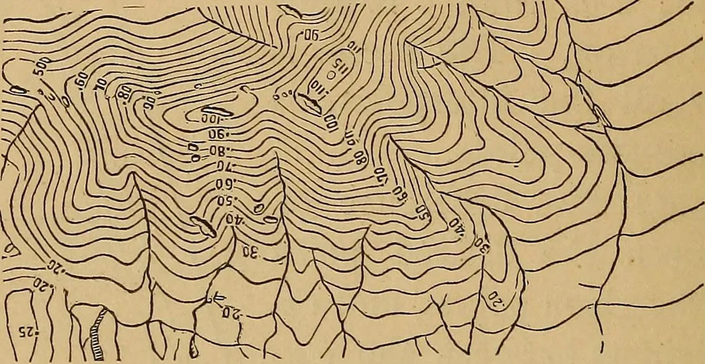 An illustration from A treatise on levelling, topography, and higher surveying, 1876, leaf 109