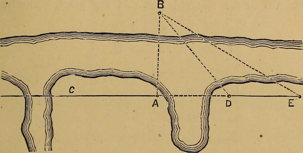 An illustration from A treatise on levelling, topography, and higher surveying, 1876, leaf 142