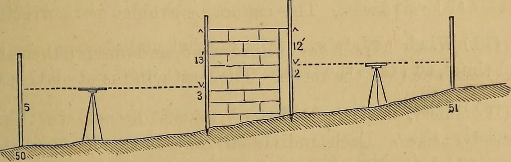 An illustration from A treatise on levelling, topography, and higher surveying, 1876, leaf 66