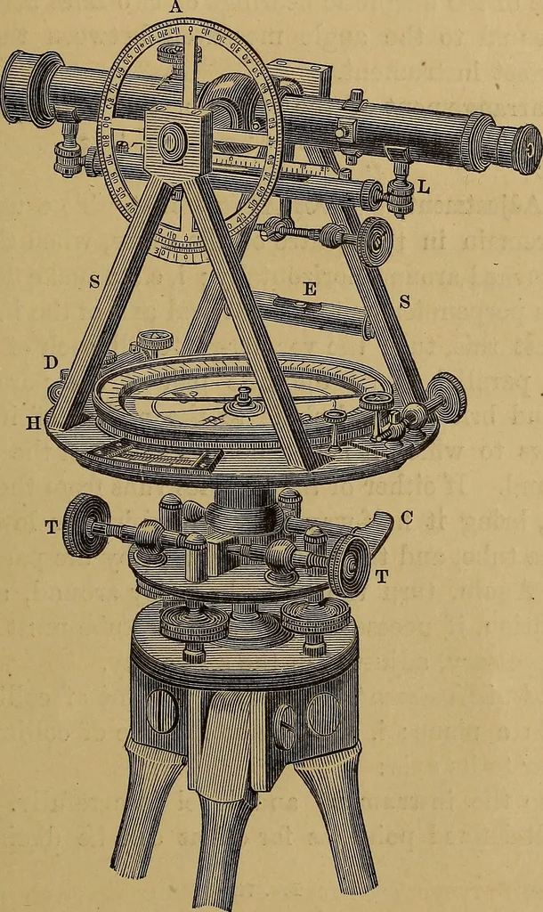 An illustration from A treatise on levelling, topography, and higher surveying, 1876, leaf 76