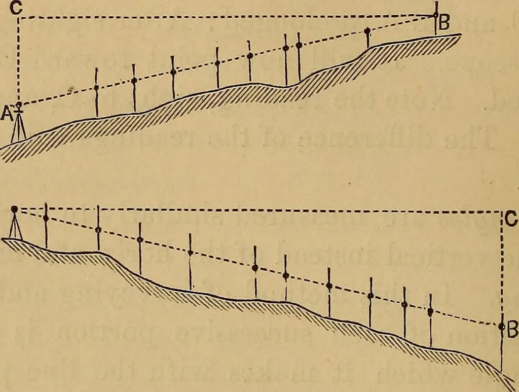An illustration from A treatise on levelling, topography, and higher surveying, 1876, leaf 81
