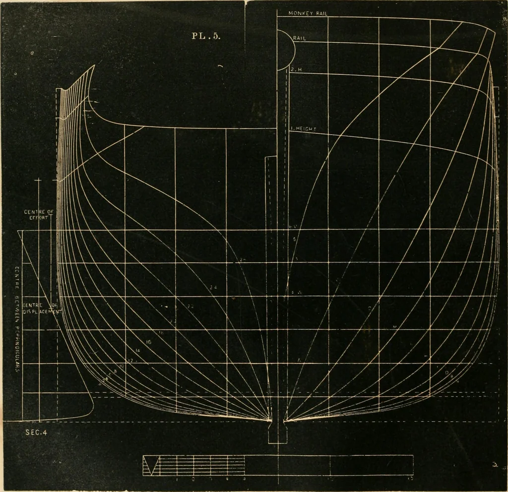 An illustration from Treatise on marine and naval architecture, or, Theory and practice blended in ship building. Illustrated with more than 50 engravings, 1852, leaf 183