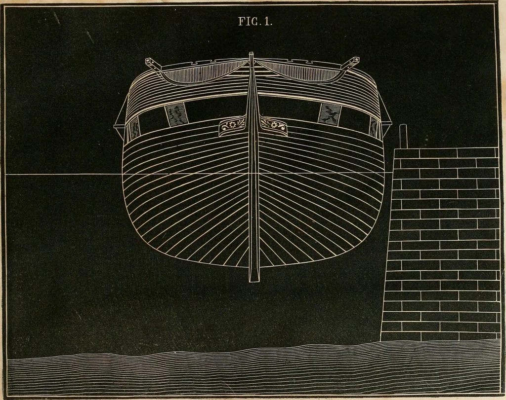 An illustration from Treatise on marine and naval architecture, or, Theory and practice blended in ship building. Illustrated with more than 50 engravings, 1852, leaf 28