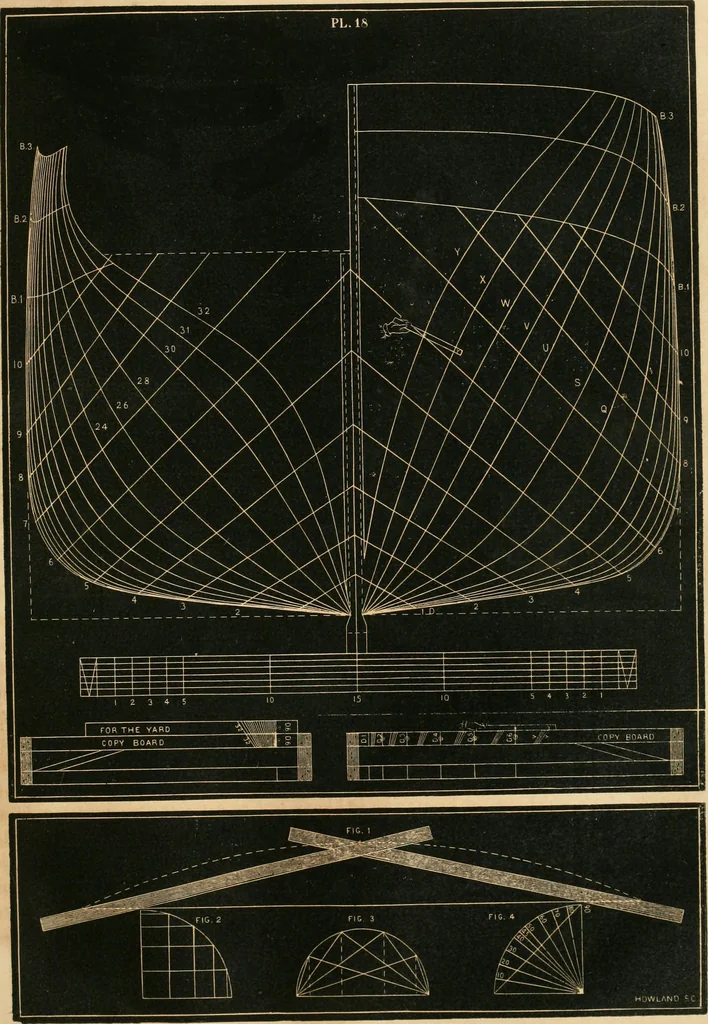 An illustration from Treatise on marine and naval architecture, or, Theory and practice blended in ship building. Illustrated with more than 50 engravings, 1852, leaf 348
