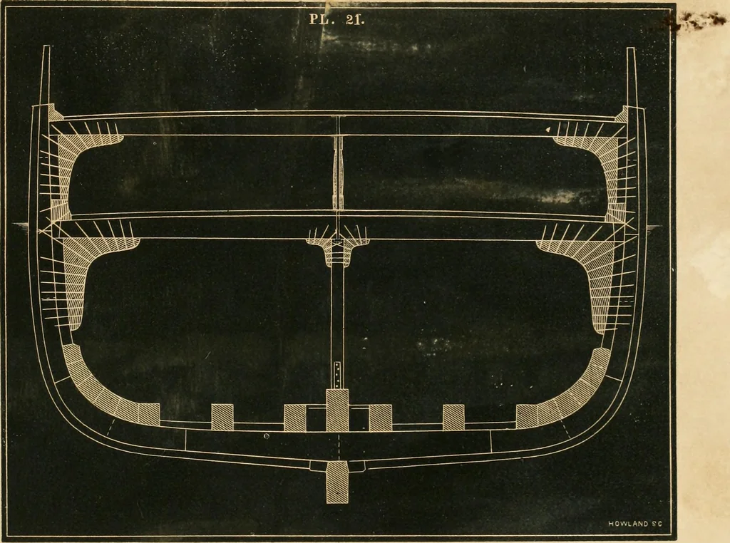 An illustration from Treatise on marine and naval architecture, or, Theory and practice blended in ship building. Illustrated with more than 50 engravings, 1852, leaf 396