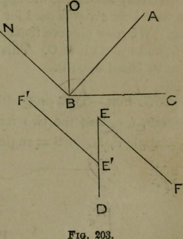 An illustration from A treatise on special or elementary geometry, 1877, leaf 144