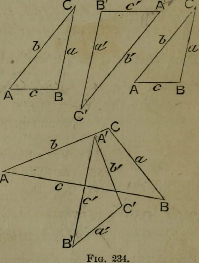 An illustration from A treatise on special or elementary geometry, 1877, leaf 168