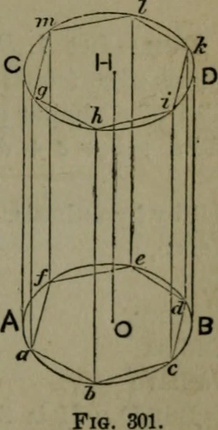 An illustration from A treatise on special or elementary geometry, 1877, leaf 216