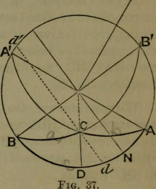 An illustration from A treatise on special or elementary geometry, 1877, leaf 424
