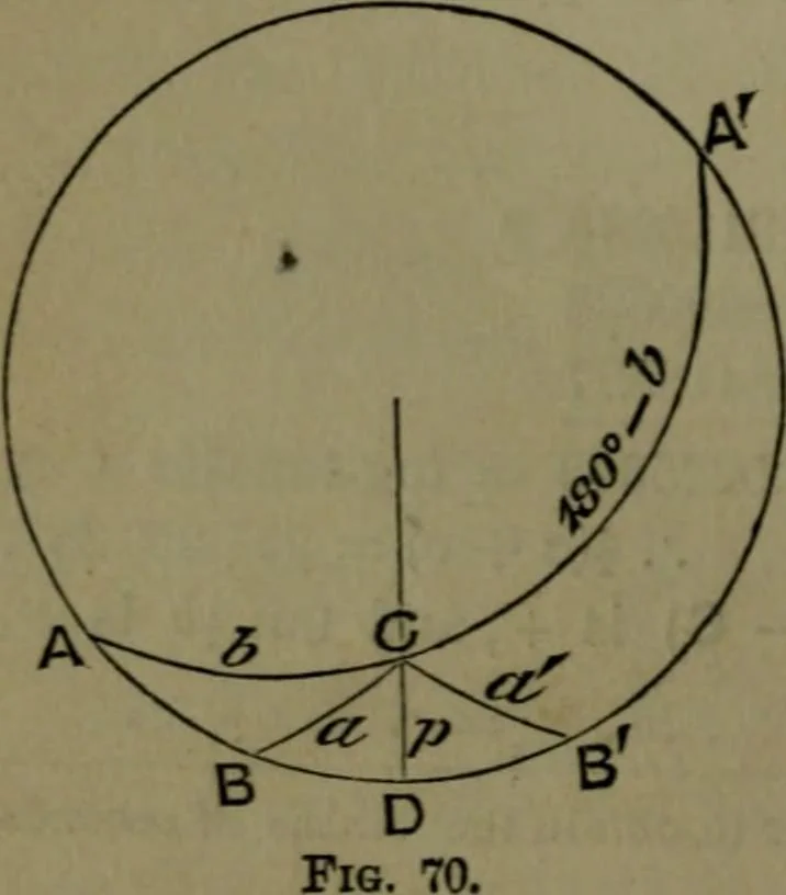 An illustration from A treatise on special or elementary geometry, 1877, leaf 457
