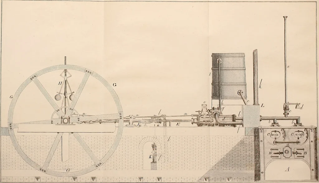 An illustration from Treatise on the steam engine, 1839, leaf 366
