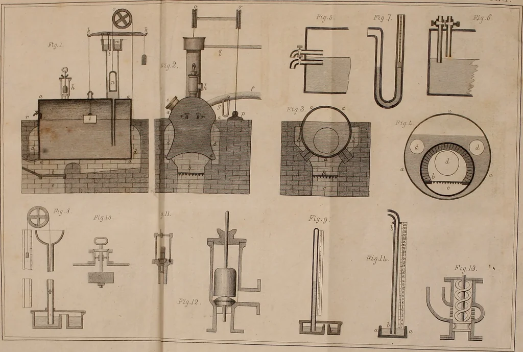 An illustration from Treatise on the steam engine, 1830, leaf 7