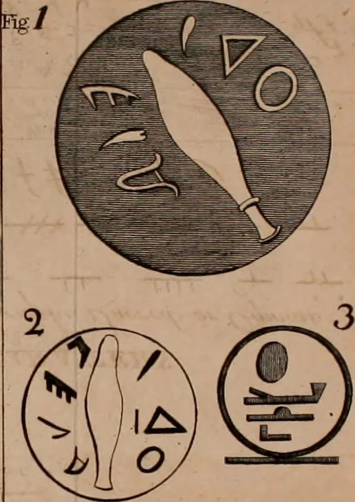 An illustration from A treatise on the study of antiquities as the commentary to historical learning, sketching out a general line of research, also marking and explaining some of the desiderata. With an appendix. N I. On the elements of speach. N II. On the origin of written language, picture, hieroglyphic, and elementary-writing. N III. On the ships of the ancients. N IV. On the chariots of the ancients, 1782, leaf 271