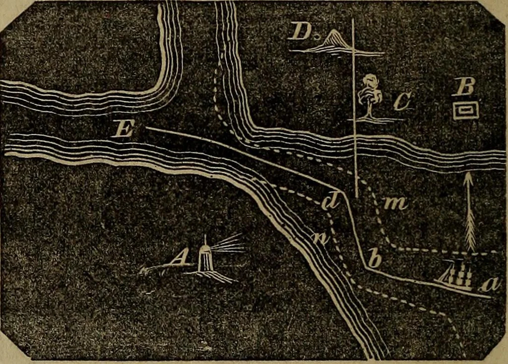An illustration from A treatise on surveying and navigation: uniting the theoretical, practical, and educational features of these subjects, 1857, leaf 157