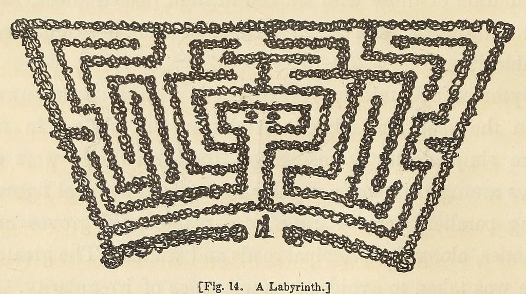 An illustration from A treatise on the theory and practice of landscape gardening, adapted to North America; with a view to the improvement of country residences. Comprising historical notices and general principles of the art, directions for laying out gardens and arranging plantations, the description and cultivation of hardy trees, decorative accompaniments to the house and grounds, the formation of pieces of artificial water, flower gardens, etc., with remarks on rural architecture, 1844, leaf 100