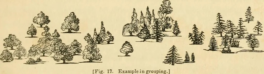 An illustration from A treatise on the theory and practice of landscape gardening, adapted to North America; with a view to the improvement of country residences. Comprising historical notices and general principles of the art, directions for laying out grounds and arranging plantations, the description and cultivation of hardy trees, decorative accompaniments to the house and grounds, the formation of pieces of artificial water, flower gardens, etc. with remarks on rural architecture .., 1841, leaf 100