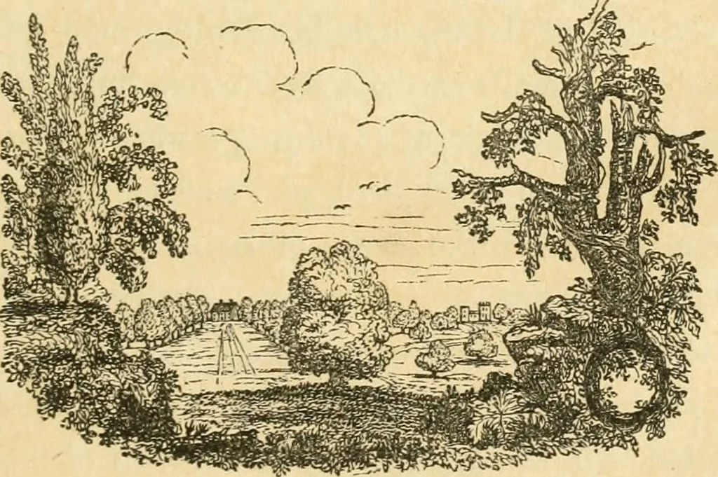 An illustration from A treatise on the theory and practice of landscape gardening, adapted to North America; with a view to the improvement of country residences. Comprising historical notices and general principles of the art, directions for laying out grounds and arranging plantations, the description and cultivation of hardy trees, decorative accompaniments to the house and grounds, the formation of pieces of artificial water, flower gardens, etc. with remarks on rural architecture .., 1841, leaf 20