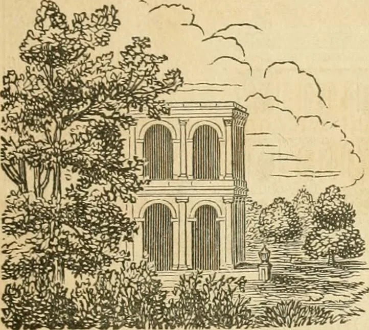 An illustration from A treatise on the theory and practice of landscape gardening, adapted to North America; with a view to the improvement of country residences. Comprising historical notices and general principles of the art, directions for laying out grounds and arranging plantations, the description and cultivation of hardy trees, decorative accompaniments to the house and grounds, the formation of pieces of artificial water, flower gardens, etc. with remarks on rural architecture .., 1841, leaf 320