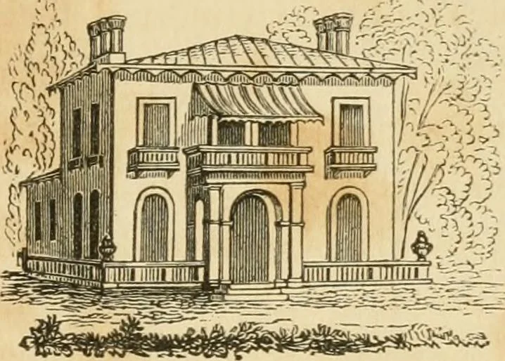 An illustration from A treatise on the theory and practice of landscape gardening, adapted to North America; with a view to the improvement of country residences. Comprising historical notices and general principles of the art, directions for laying out grounds and arranging plantations, the description and cultivation of hardy trees, decorative accompaniments to the house and grounds, the formation of pieces of artificial water, flower gardens, etc. with remarks on rural architecture .., 1841, leaf 324