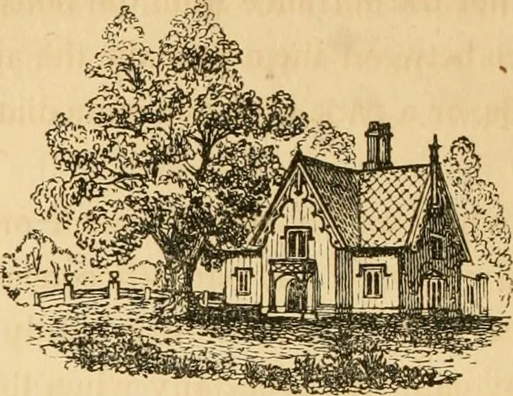An illustration from A treatise on the theory and practice of landscape gardening, adapted to North America; with a view to the improvement of country residences. Comprising historical notices and general principles of the art, directions for laying out grounds and arranging plantations, the description and cultivation of hardy trees, decorative accompaniments to the house and grounds, the formation of pieces of artificial water, flower gardens, etc. with remarks on rural architecture .., 1841, leaf 355