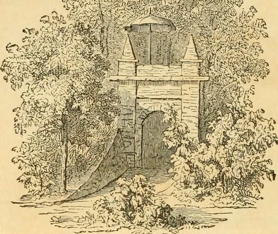 An illustration from A treatise on the theory and practice of landscape gardening, adapted to North America; with a view to the improvement of country residences. Comprising historical notices and general principles of the art, directions for laying out grounds and arranging plantations, the description and cultivation of hardy trees, decorative accompaniments to the house and grounds, the formation of pieces of artificial water, flower gardens, etc. with remarks on rural architecture .., 1841, leaf 447