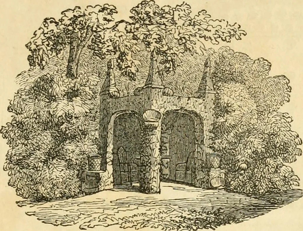 An illustration from A treatise on the theory and practice of landscape gardening, adapted to North America; with a view to the improvement of country residences. Comprising historical notices and general principles of the art, directions for laying out grounds and arranging plantations, the description and cultivation of hardy trees, decorative accompaniments to the house and grounds, the formation of pieces of artificial water, flower gardens, etc. with remarks on rural architecture .., 1841, leaf 448