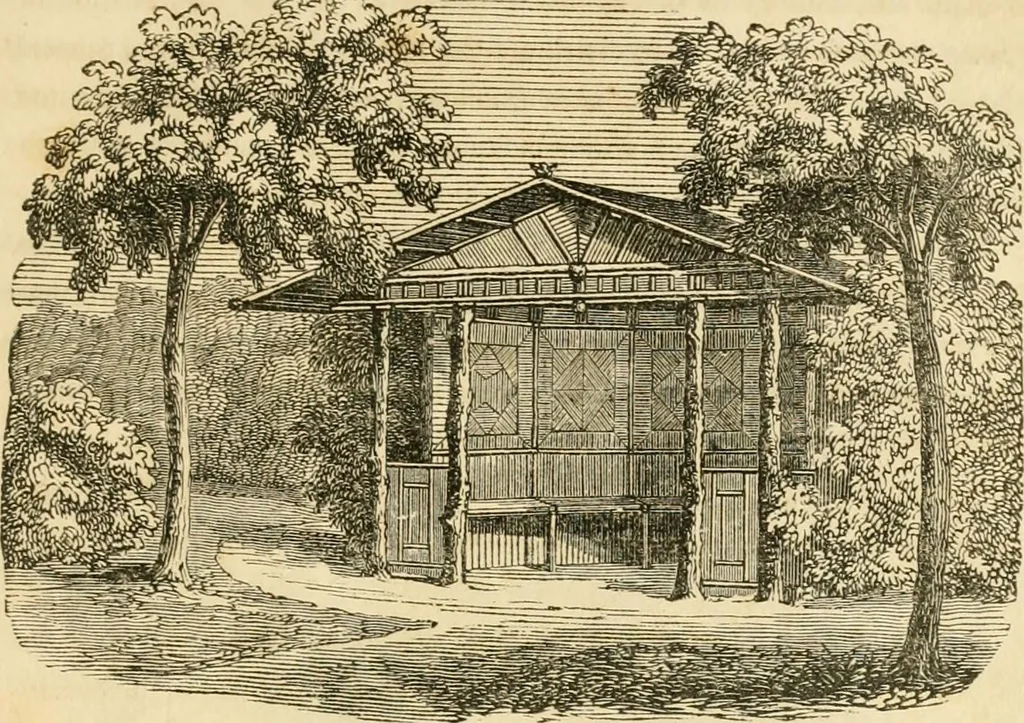 An illustration from A treatise on the theory and practice of landscape gardening, adapted to North America; with a view to the improvement of country residences. Comprising historical notices and general principles of the art, directions for laying out grounds and arranging plantations, the description and cultivation of hardy trees, decorative accompaniments to the house and grounds, the formation of pieces of artificial water, flower gardens, etc. with remarks on rural architecture .., 1841, leaf 452