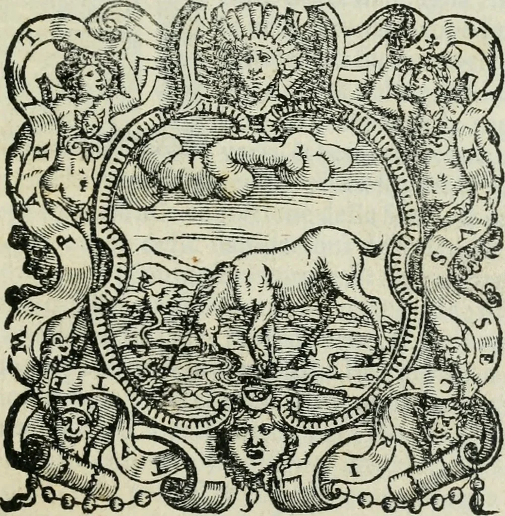 An illustration from Tre discorsi sopra il modo d'alzar acqve da' lvoghi bassi : per adacquar terreni : per leuar l'acque sorgenti & piouute dalle cãpagne, che non possono naturalmente dare loro il decorso : per mandare l'acqua da bere alle città, che n'hanno bisogno, & per altri simili vsi, 1567, leaf 4