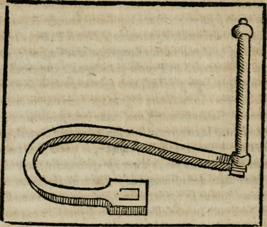 An illustration from Tre discorsi sopra il modo d'alzar acqve da' lvoghi bassi : per adacquar terreni : per leuar l'acque sorgenti & piouute dalle cãpagne, che non possono naturalmente dare loro il decorso : per mandare l'acqua da bere alle città, che n'hanno bisogno, & per altri simili vsi, 1567, leaf 77