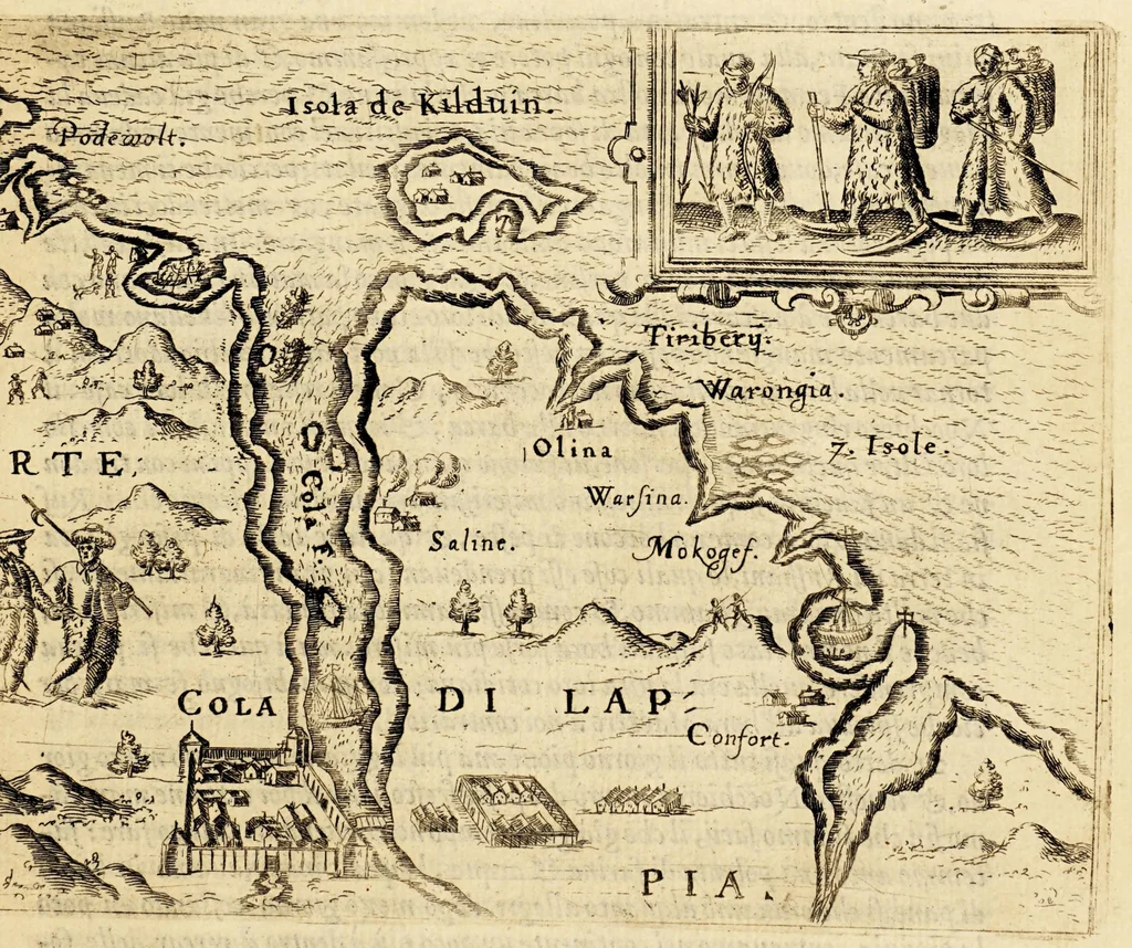 An illustration from Tre nauigationi fatte dagli Olandesi, e Zelandesi al Settentrione nella Noruegia, Moscouia, e Tartaria verso il Catai, e regno de'Sini, doue scopersero il mare di Veygatz, la Nuoua Zembla, et ... la Groenlandia. ..., 1599, leaf 165