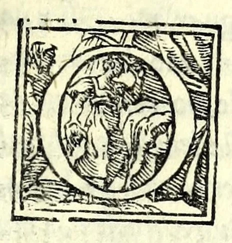 An illustration from Tre orationi di Rvzzante, recitate in lingva rvstica alli illvstris. signori cardinali Cornari & Pisani : con vno ragionamento & vno sprolico, insieme con vna lettera scritta allo Aluarotto per lo istezzo Ruzante : tutte opere ingeniose, argute, & di marauiglioso piacere, non piu stampate, 1555, leaf 43