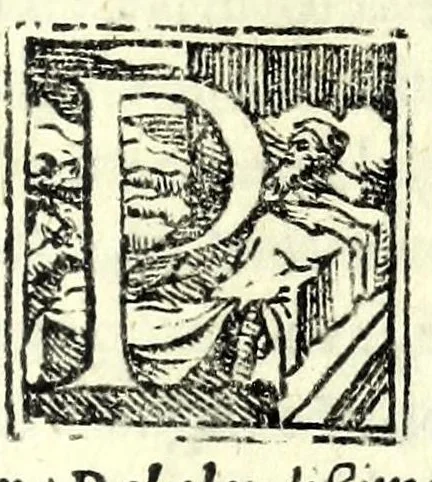 An illustration from Tre orationi di Rvzzante, recitate in lingva rvstica alli illvstris. signori cardinali Cornari & Pisani : con vno ragionamento & vno sprolico, insieme con vna lettera scritta allo Aluarotto per lo istezzo Ruzante : tutte opere ingeniose, argute, & di marauiglioso piacere, non piu stampate, 1555, leaf 5