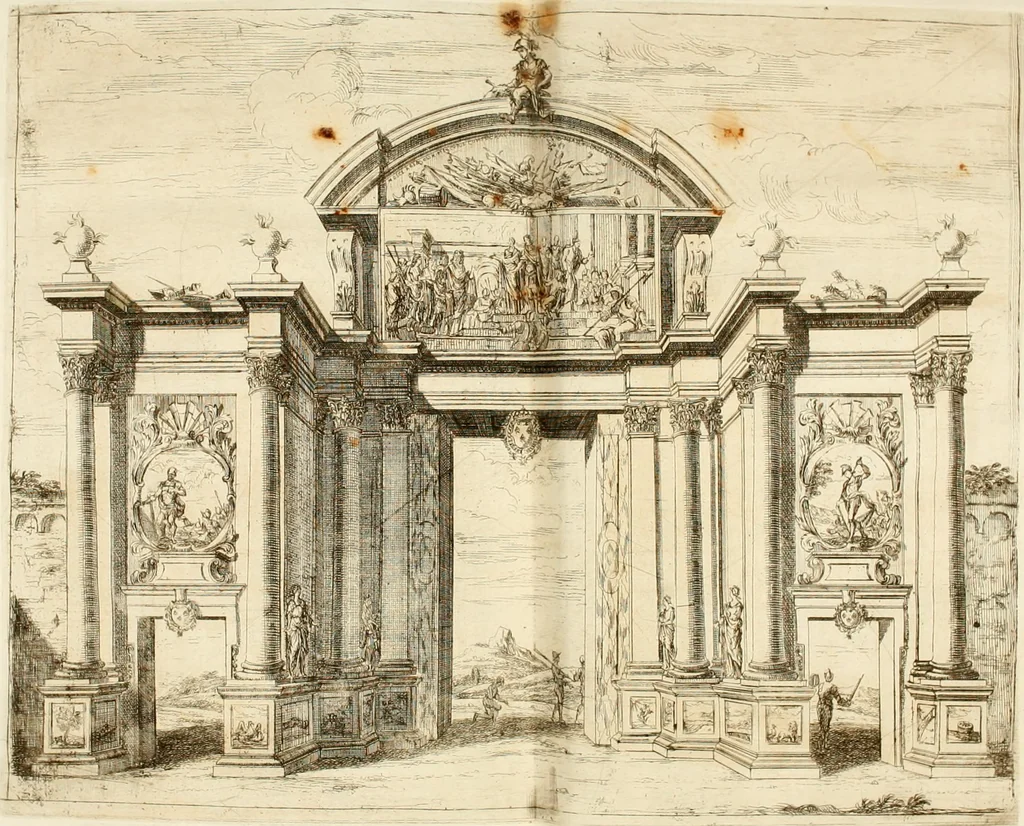 An illustration from Discours sur les arcs triomphaux dressés en la ville d'Aix, : a l'heureuse arrivée de Monseigneur le duc de Bourgogne, & de Monseigneur le duc de Berry, 1701, leaf 21
