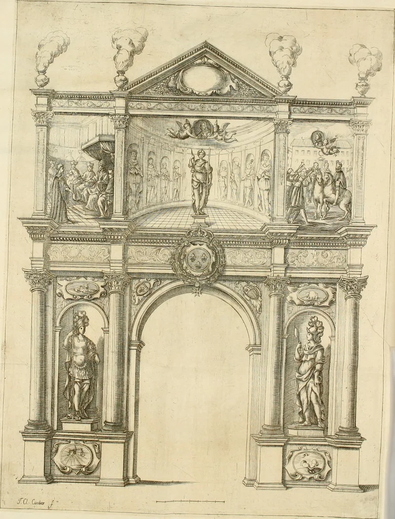 An illustration from Discours sur les arcs triomphaux dressés en la ville d'Aix, : a l'heureuse arrivée de Monseigneur le duc de Bourgogne, & de Monseigneur le duc de Berry, 1701, leaf 66