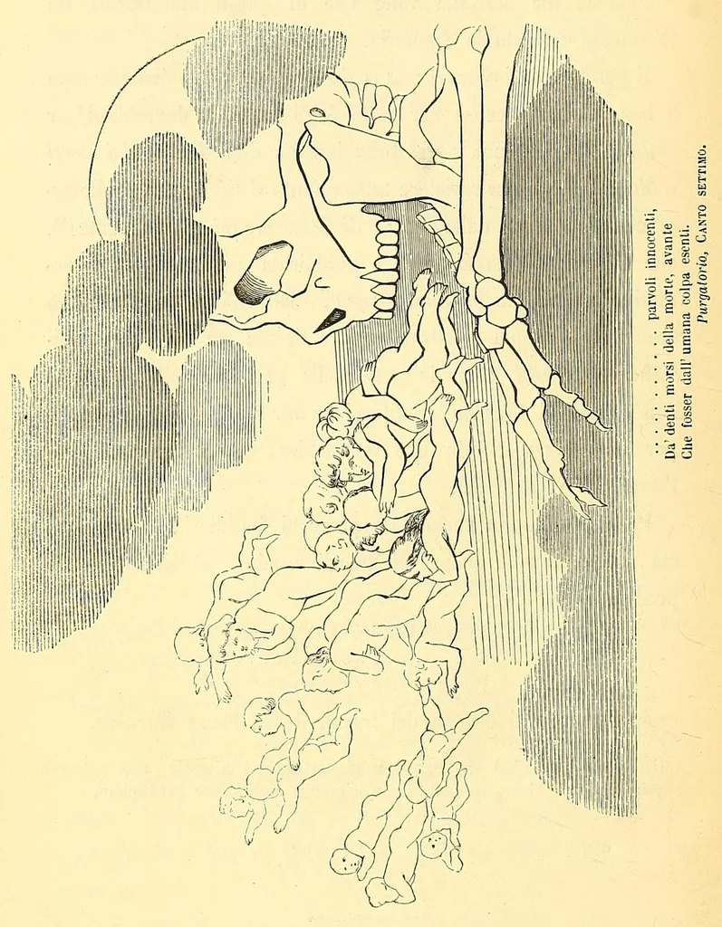 An illustration from Trionfo e danza della morte; o, Danza macabra a Clusone; Dogma della morte a Pisogne nella provincia di Bergamo, 1859, leaf 20